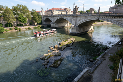Low water in Rome’s drought-hit Tiber river exposes ancient ruins of Nero’s Bridge